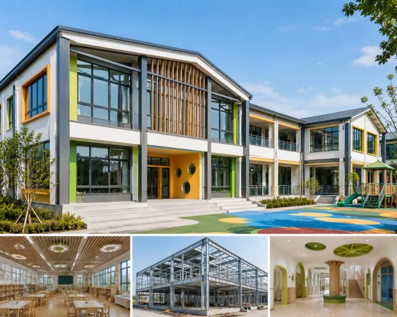 Wat ass dat modernt Konstruktiounskonzept vum Light Steel Frame Kindergarten Construction?